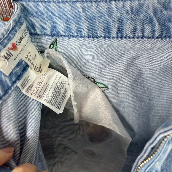 H&M Coachella Collection Floral Embroidered Denim Mini Skirt 4 - Picture 8 of 8